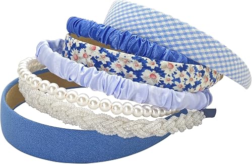 7PK Fashion Headbands for Women, Blue
