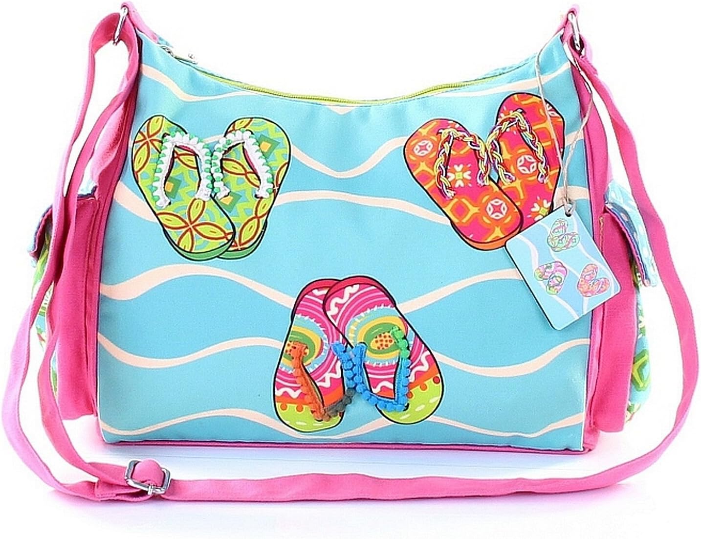 PE Florence 'Crossbag Beach Bag Flip Flops & Embelli shment Mint Multi