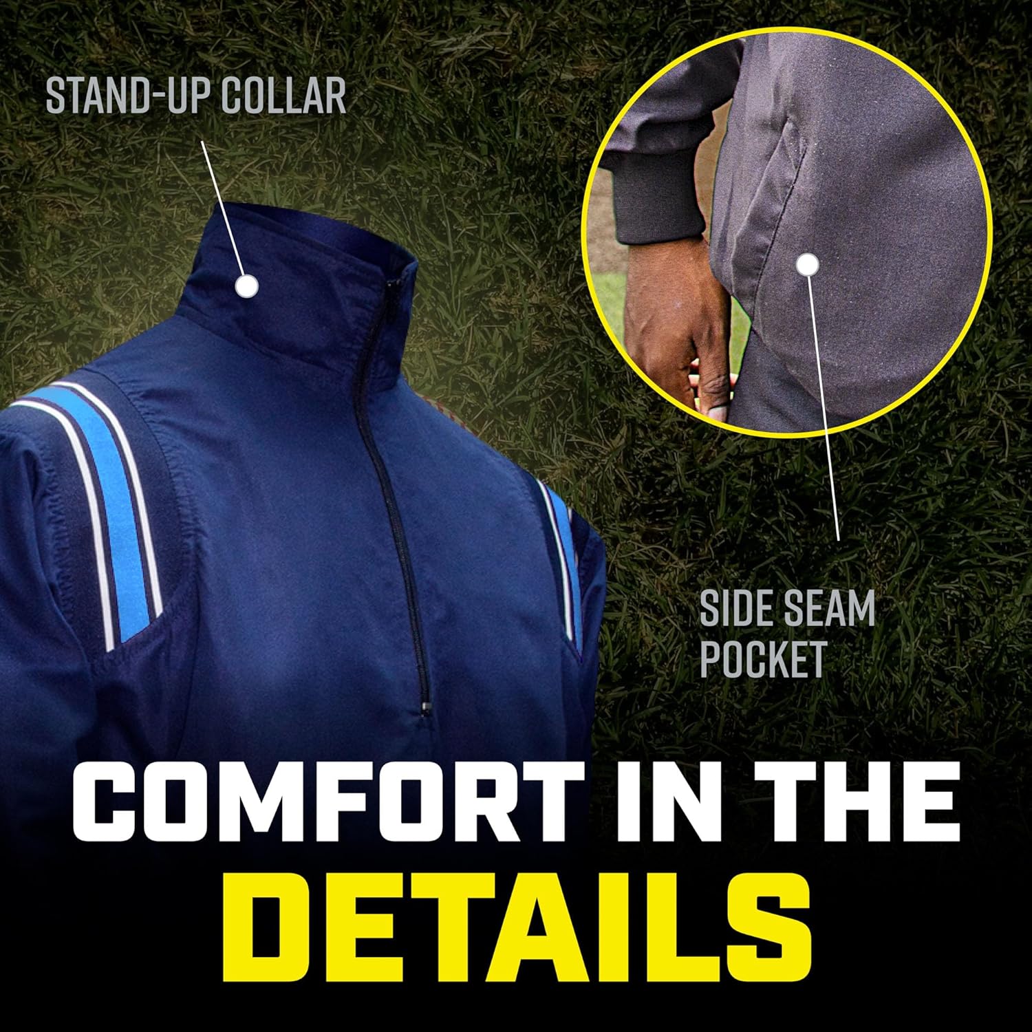 3N2 Umpire Half-Zip Pullover Jacket, Moisture-Wicking Microfiber Shell, Water-Resistant, Baseball and Softball, Sizes S–4XL