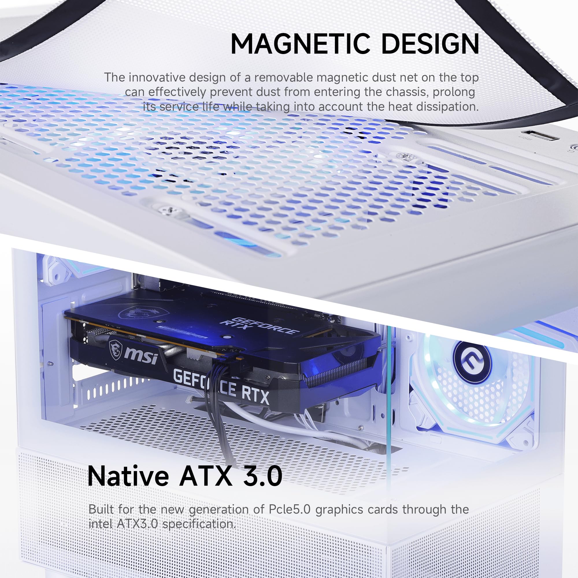 NINGMEI Gaming PC Desktop Computer,AMD Ryzen 5 5500 4.2 GHz,GeForce GTX 1660 Super 6GB,1TB NVMe SSD,16GB DDR4 3200MHz, Air Cooled Prebuilt,650W PSU,Windows 11 Home, Gamer PC, White