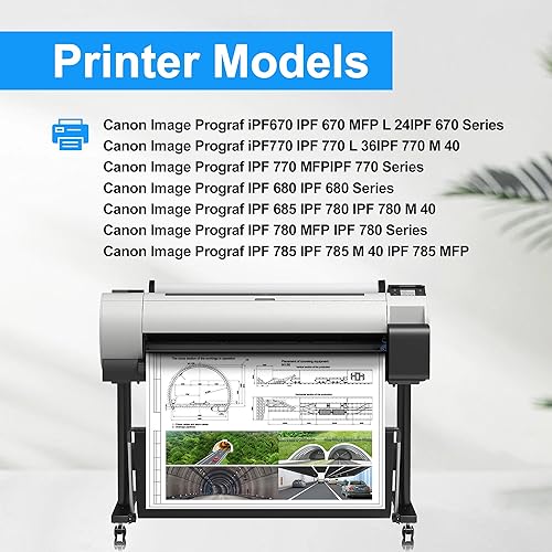 Miniatura 3 de LCL Cartucho de tinta compatible de repuesto para Canon PFI107 PFI-107 PFI107Y PFI-107Y 6708B001 Image Prograf iPF670 IPF 670 MFP L 24 IPF 670