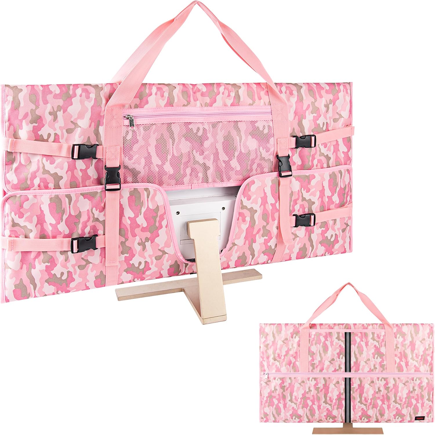 Travel Carrying Bag Compatible with 32" All-in-One Desktop Computer and 32" Monitor (Camouflage Pink)