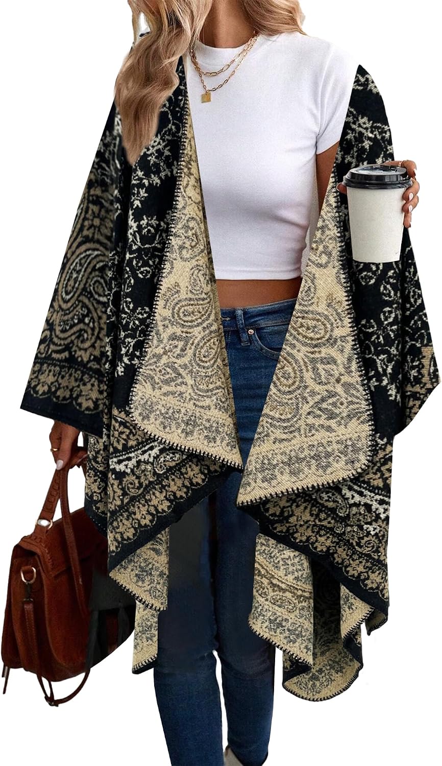 Beautiful Nomad Women's Retro Style Poncho Cape Boho Shawl Wraps