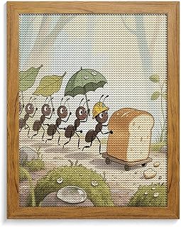 FodPand Ants Eating Bread 5D Diamond Painting Kit for Adults Yellow Wood 40 * 50cm DIY Diamond Art with Sparkling Gems Round Drill - Complete Set Paintings for Beginners, Unique Wall Decor Gift