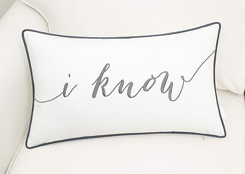 Miniatura 4 de Eurasia Decor DecorHouzz I Love u I Know - Juego de 2 fundas de almohada bordadas de 12.0 x 20.0pulgadas
