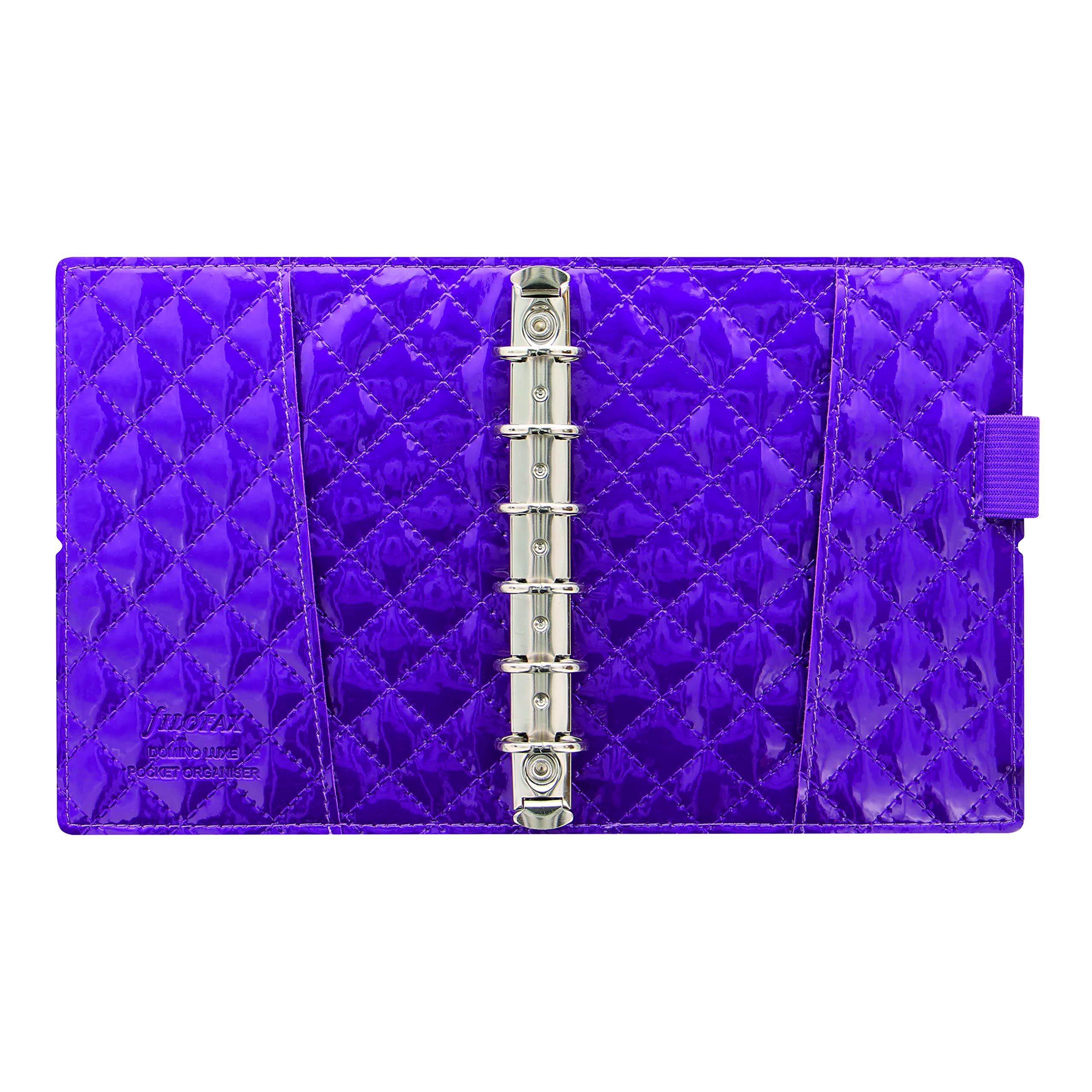 Filofax Domino Luxe Organizer, Taschengröße, Violett – Hochglanz, Bezug mit Steppeffekt, Pariser inspiriert, 6 Ringe, Wochenansicht, Kalender 2022 (C027992-22)