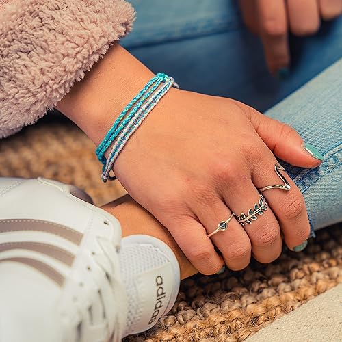 Miniatura 2 de Made by Nami Juego de 2 pulseras de cuerda ondulada para hombres y mujeres, impermeables, ajustables, trenzadas, delgadas, de verano, juego de 2