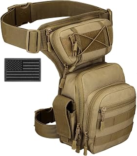 Tactical Drop Leg Bag Military Tool Gear Fanny Thigh Pack Molle Utility Airsoft Motorcycle Cycling Waist Gear Pouch (1 Patch Included)