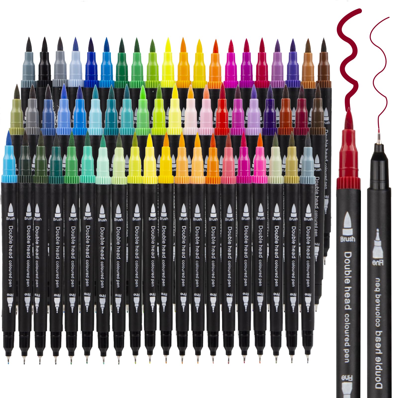 Tommax 61 Dual Brush Marker Pens Set, Dual-Tip Art Markers for Adult Coloring Books, Professional Drawing Pens Gift for Teens & Artists,Art Markers