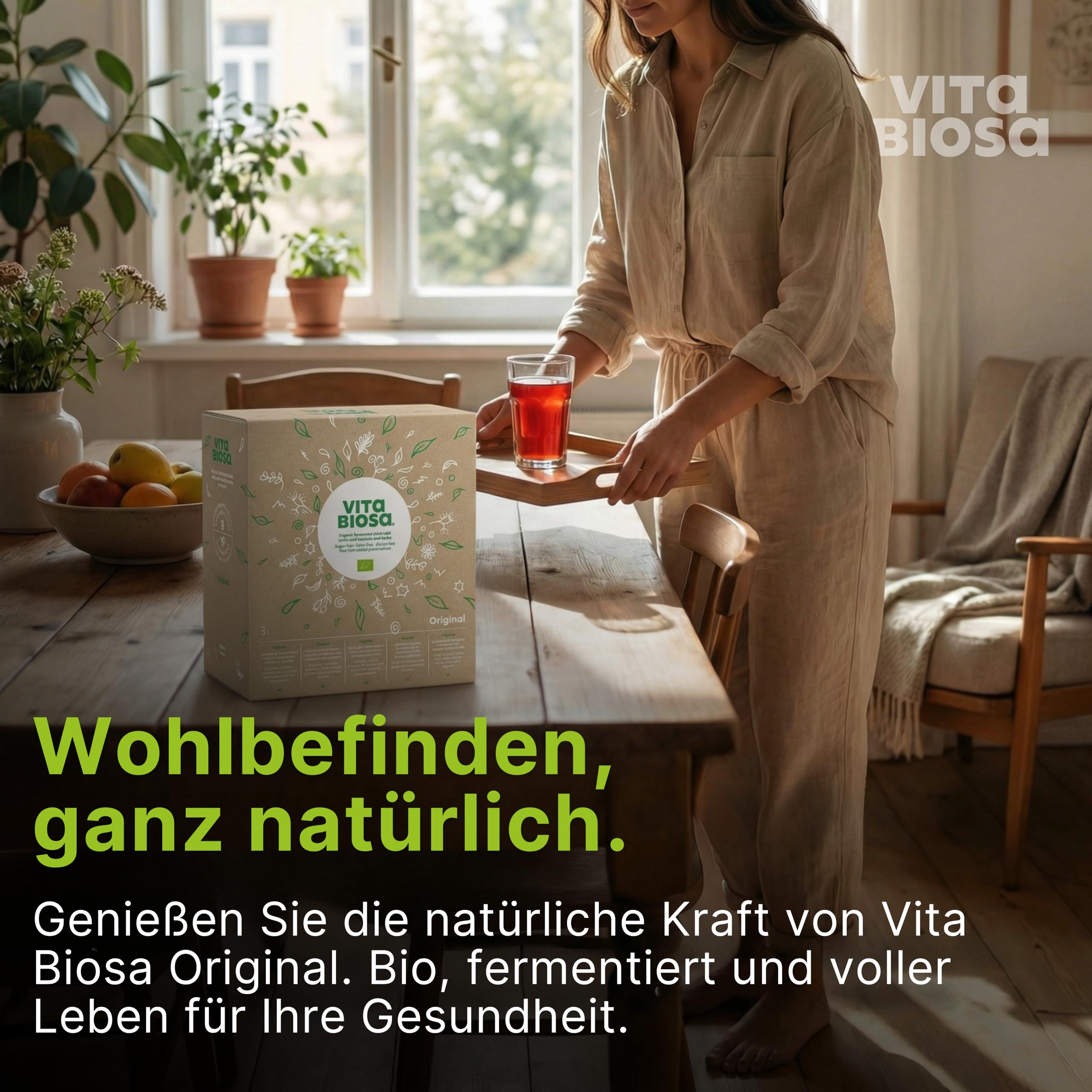 Vita Biosa Original 3 L Bag-in-Box – Bio Kräuterfermentgetränk mit Milchsäurekulturen – vegan, zuckerfrei & laktosefrei – Fermentdrink aus 19 Kräutern – Großpackung für Familie & Kur