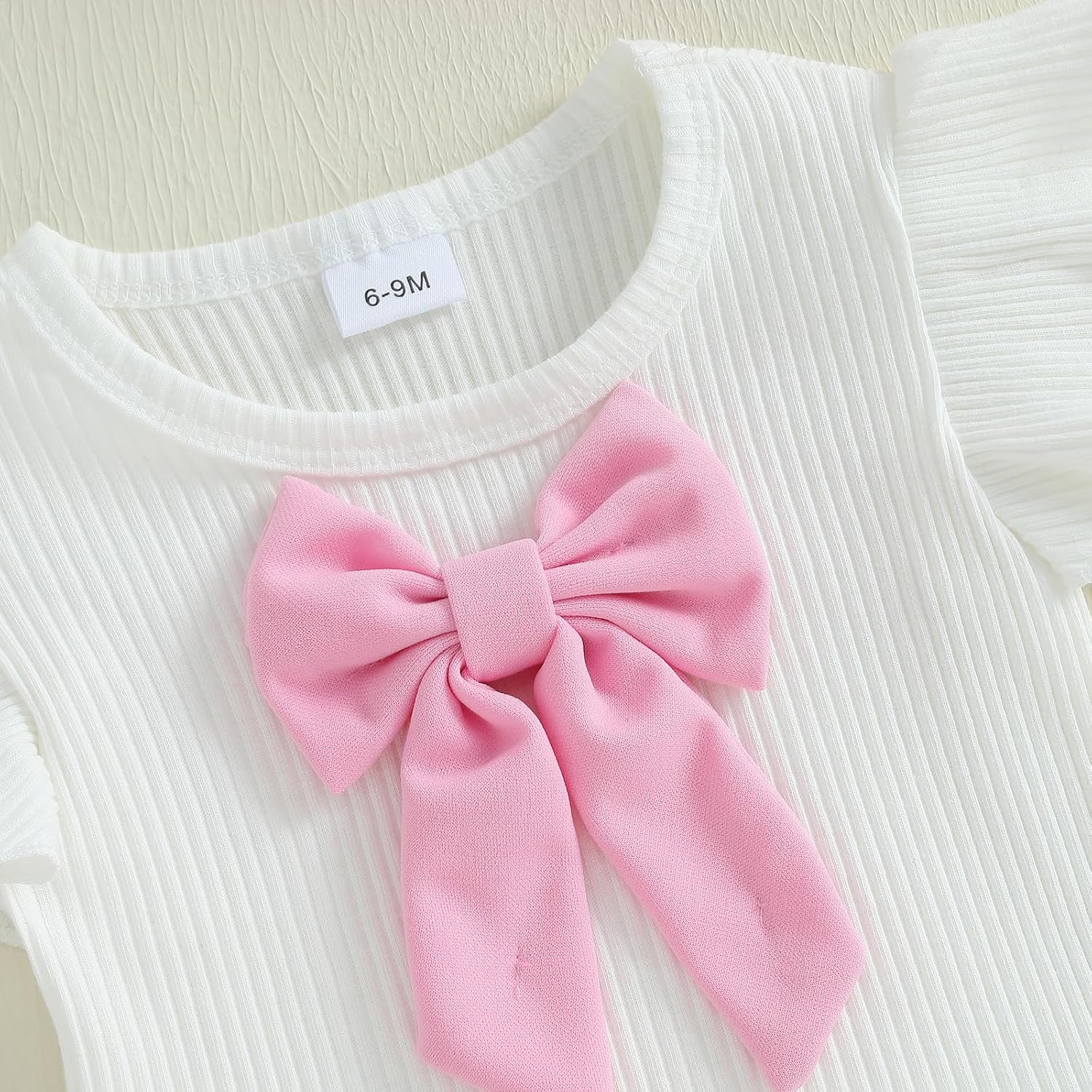 3PCS Baby Girls Fly Sleeve 3D Bow Ribbed Knitted Shirt + Irregular Button Skorts + Beret Hat Outfits Sets