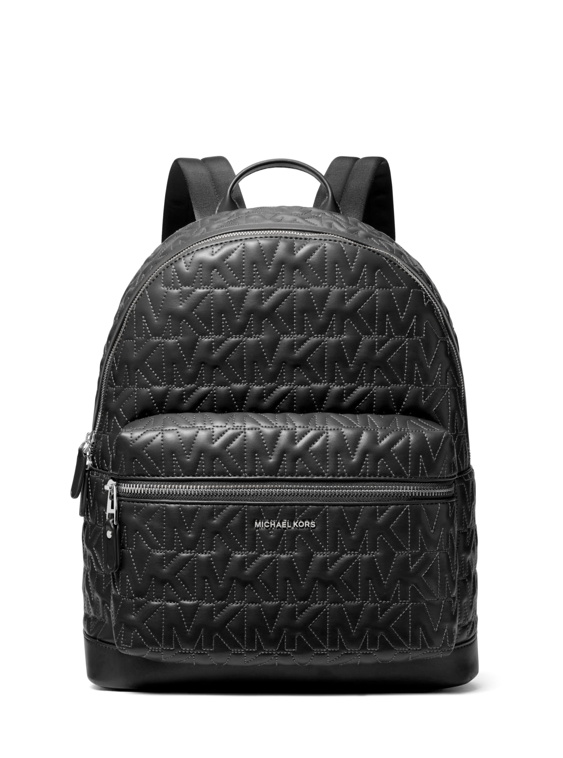 Michael Kors Hudson Dome Mochila, herrajes plateados/cáscara/edredón MK, Herrajes plateados/negro/edredón Mk