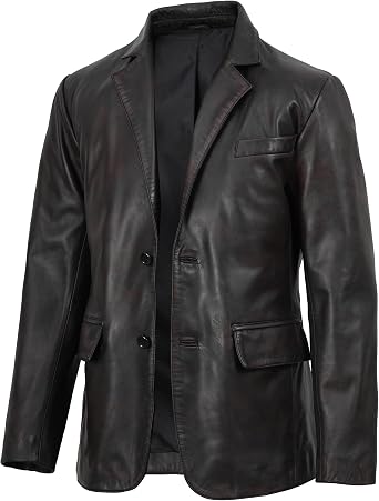 Decrum Lambskin Leather Blazer for Men Genuine Leather Sport Coat for Formal & Business Casual