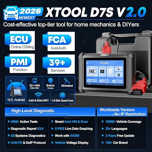Miniatura 2 de XTOOL Herramienta de escaneo bidireccional D7S, herramienta de diagnóstico de escáner OBD2 2026 con Autenticación automática FCA, escáner de