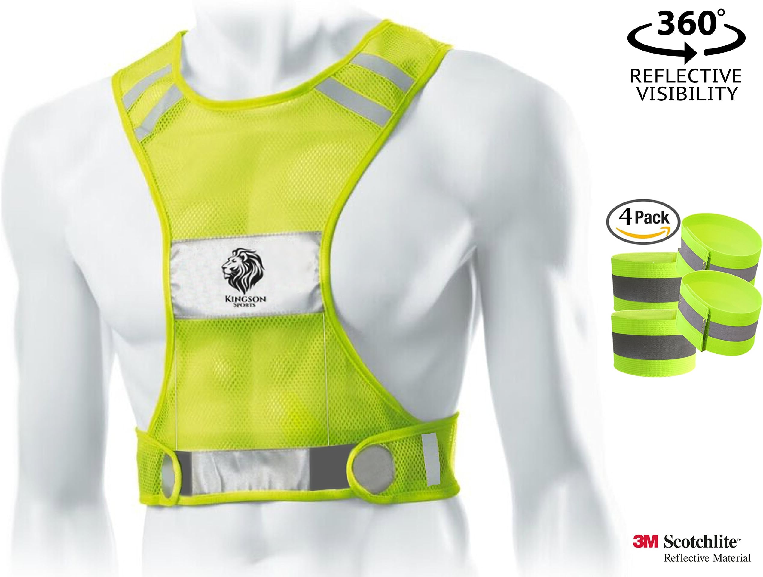Best Reflective Running Vest for Athletic Men & Women, Premium 3M Safety Bands for High Visibility and Comfort, Protect Yourself While Running, Walking, & Cycling! Yellow