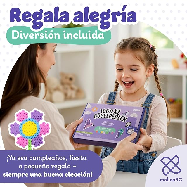 Foto 7 de 7 de molinoRC Cuentas para planchar grandes 10 mm [pack de recarga 1000 unidades] en 7 colores pastel