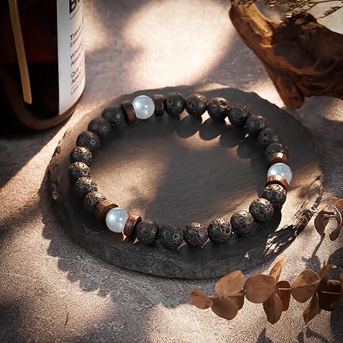 Miniatura 2 de Tarsus Regalos para el día del padre para hombres, papá, marido, novio, abuelo, hermano, piedra natural, cuentas de piedra luna, pulsera hecha a