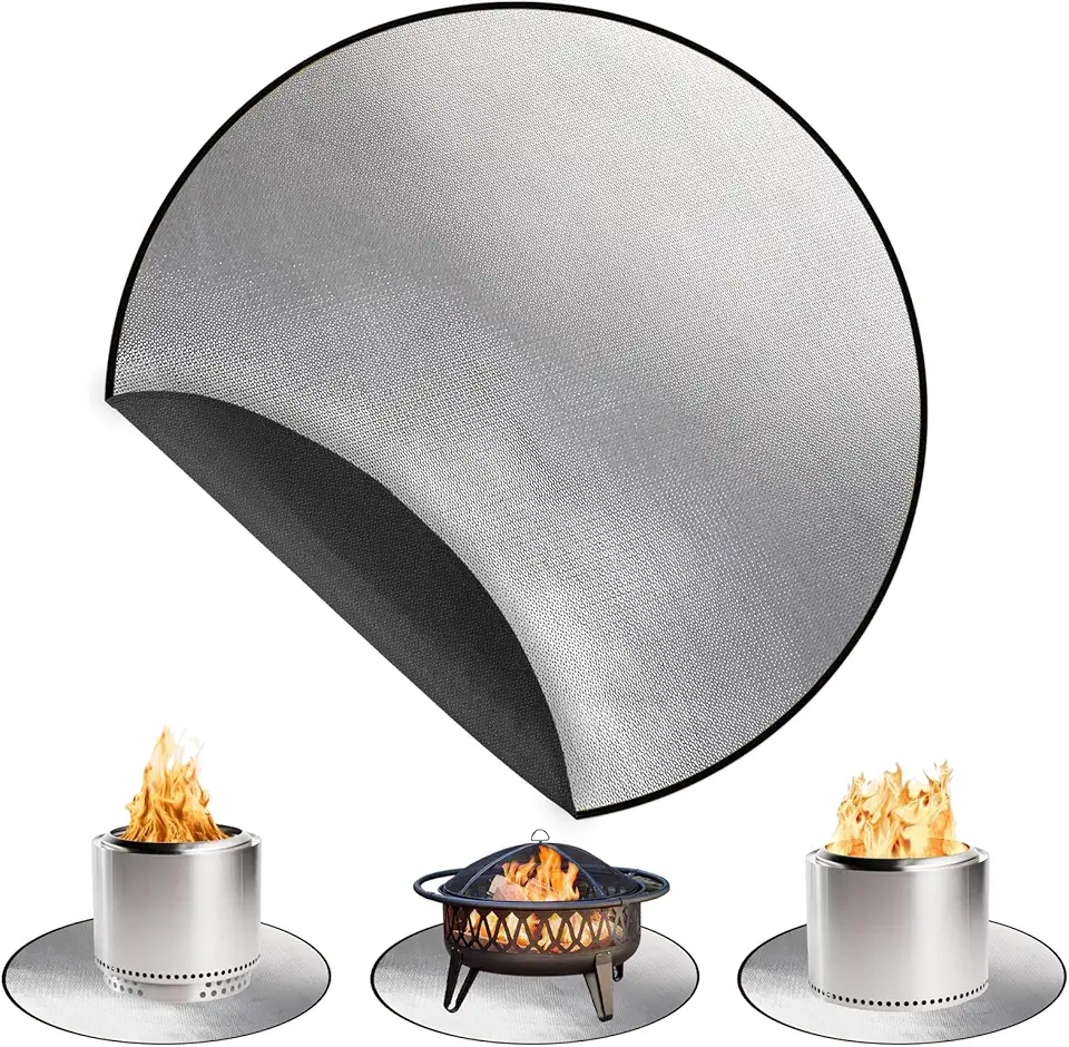 DocSafe Tapete redondo à prova de fogo de 91 cm, tapete para churrasqueira, isolamento térmico, 4 camadas, almofada de fogueira para pátio, deck, grama, gramado, escudo térmico, almofada resistente ao
