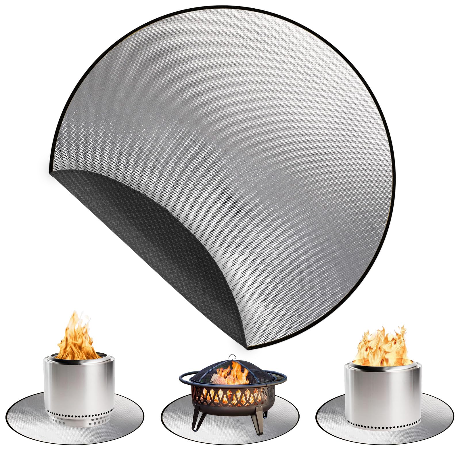 DocSafe 36" Round Fireproof Mat Fire Pit Mat Grill Mat,Heat Insulated 4 Layers Fire Pit Pad for Patio,Deck,Grass,Lawn,Heat Shield,Fire Resistant Pad for Outdoor,Fire Pit Accessories,Easy to Clean