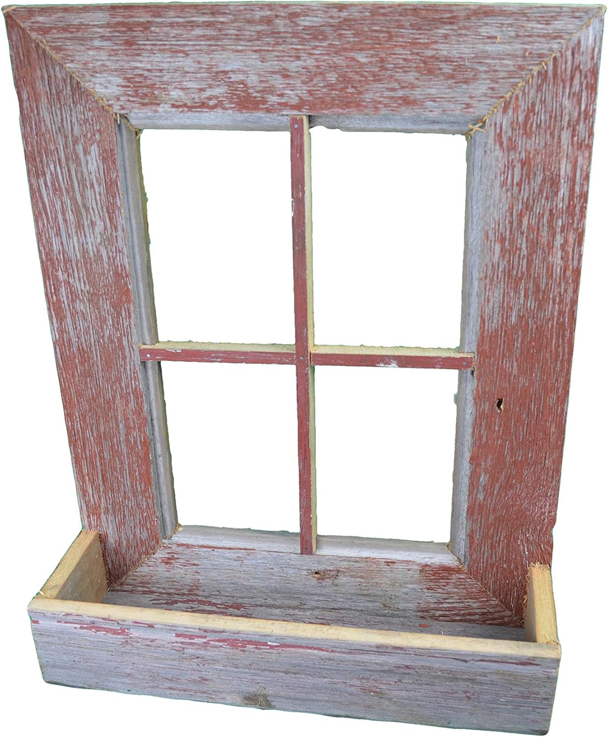 AmishWares, Collectible Handmade Barn Wood Window Frame Flower Box Planter Decoration Home and Garden Primitive and Rustic Barn wood Window Frame Flower Box Barnwood