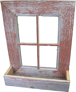 AmishWares, Collectible Handmade Barn Wood Window Frame Flower Box Planter Decoration Home and Garden Primitive and Rustic Barn wood Window Frame Flower Box Barnwood