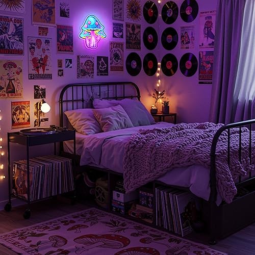 Miniatura 7 de Letrero de neón de hongo regulable para decoración de pared, letrero LED de hongo para dormitorio, sala de juegos, cueva de hombre, decoración de