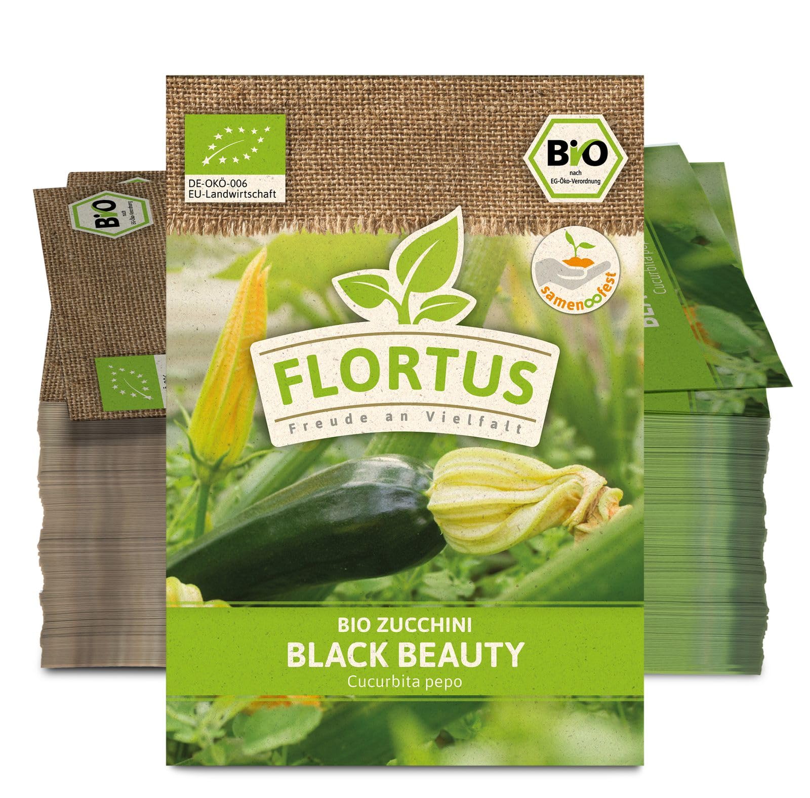 FLORTUS 2000-0498-100x Zucchini Black Beauty (100 Stück) (BIO Zucchinisamen)