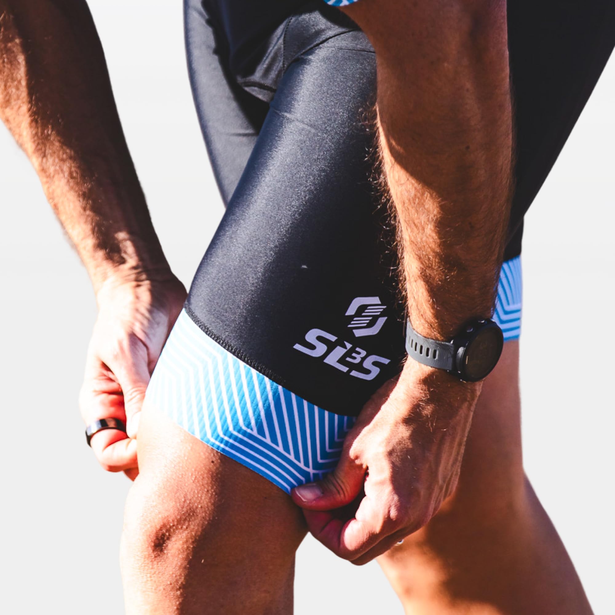 SLS3 Traje de Triatlón para Hombre - Tri Suit con Mangas Aerodinámicas para Hombre - Tejidos PRO FX para Triatlón Masculino (Ocean Blue Blur, L)