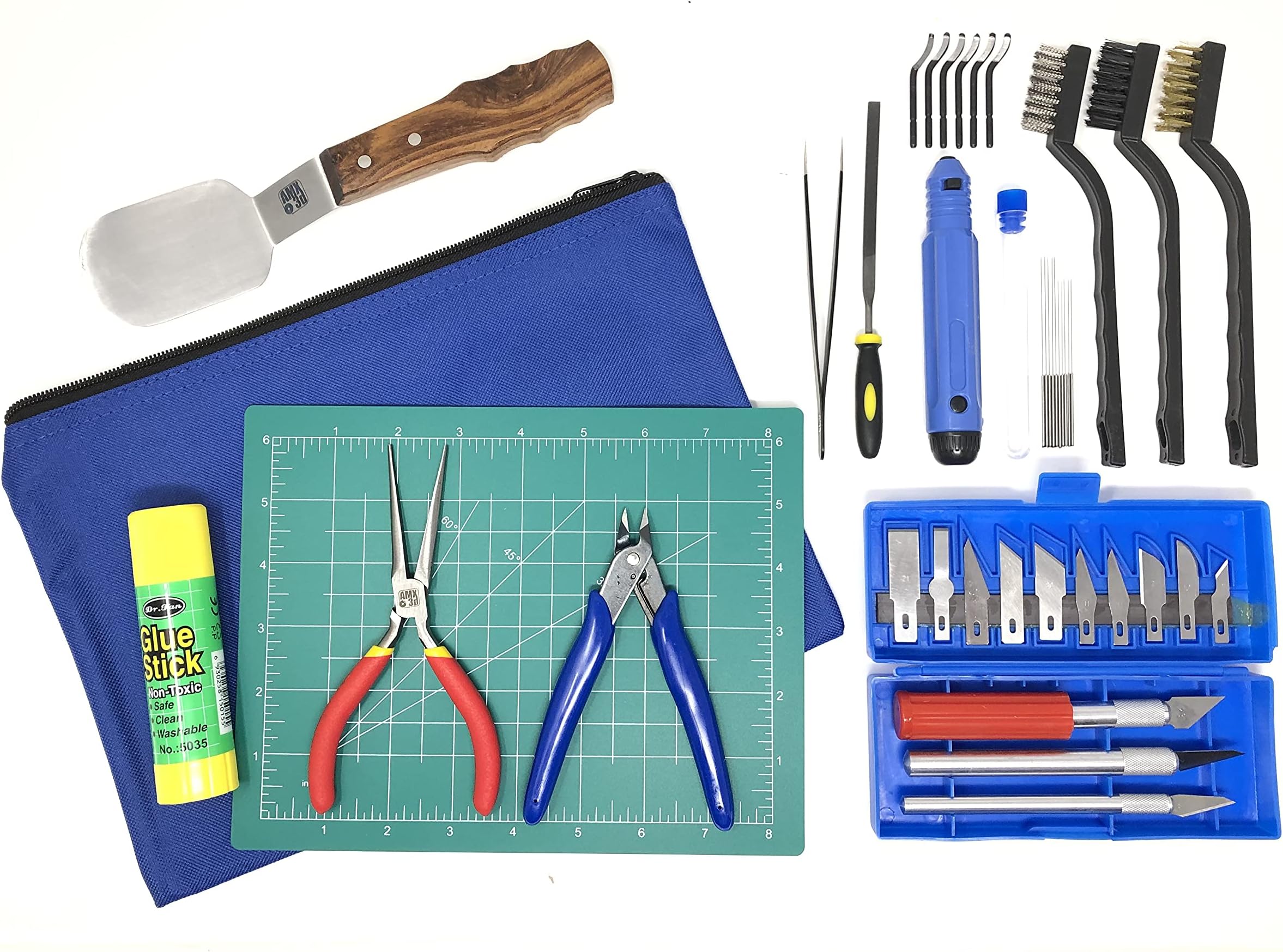 Economy 3D Printer Tool Kit - All The 3D Printing Tools & Accessories Needed to Remove, Clean & Finish 3D Prints for Adhesion Print Removal Print Clean-Up and 3D Printer Maintenance