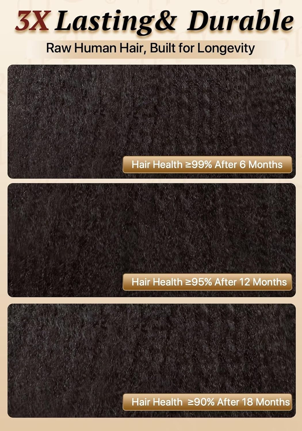 TRIIPPY Raw Kinky Straight Bundles Human Hair,100% Cambodian Raw Hair Sew in Weave Double Drawn 3 Bundles(16 18 20 Inches),3X Lasting And Durable Over Virgin Hair Bundles,No.1 Raw Hair Brand On Amazon