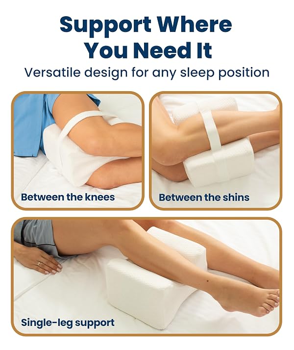 Everlasting Comfort Memory Foam Knee Pillow for Side Sleepers – Sciatica Pain Relief Pillow, Removable Strap Support – Leg Pillows for Sleeping Alignment, Knees, Back & Hip Cushion by Everlasting Comfort - Image 3