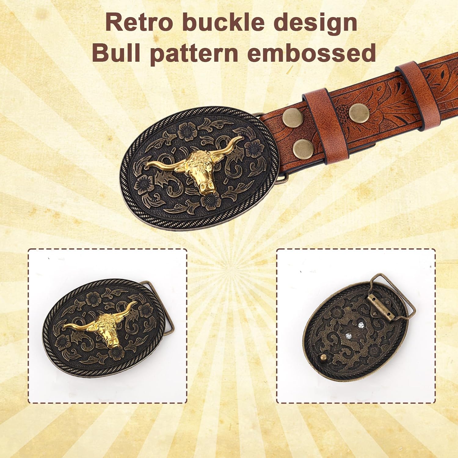 Penitue Kids Western Belt, Brown Retro Adjustable PU Leather Youth Cowgirl Toddler Boys Girls Cowboy Belt with Clasp for Jeans Pants Dresses