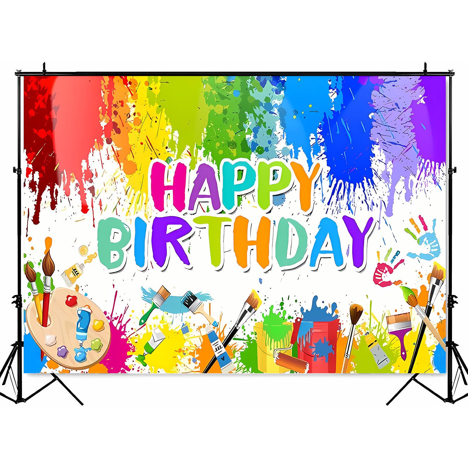 Fotohintergrund 'Happy Birthday' Neon Graffiti - 240x180 Cm, Vinyl, Für Geburtstagsfeiern, Fotostudio, YouTube