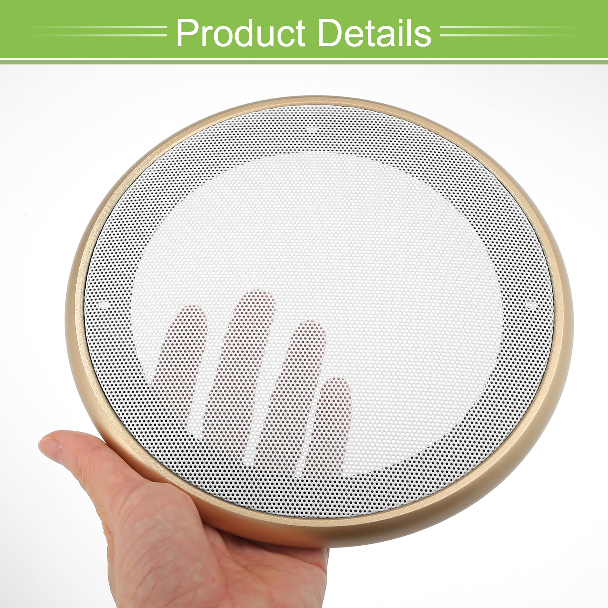 X AUTOHAUX 6.5" Speaker Grills Cover Mesh Round With Mounting Screws Iron ABS Gold Tone Black - Pack Of 1 - View #2