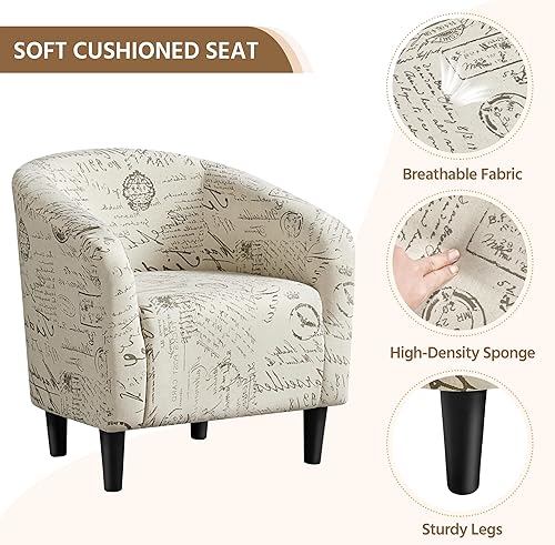Miniatura 6 de Yaheetech Modren Club Chair with Ottoman, Fabric Accent Armchair with Footstool, Upholstered Barrel Chair and Footrest for Living Room Bedroom
