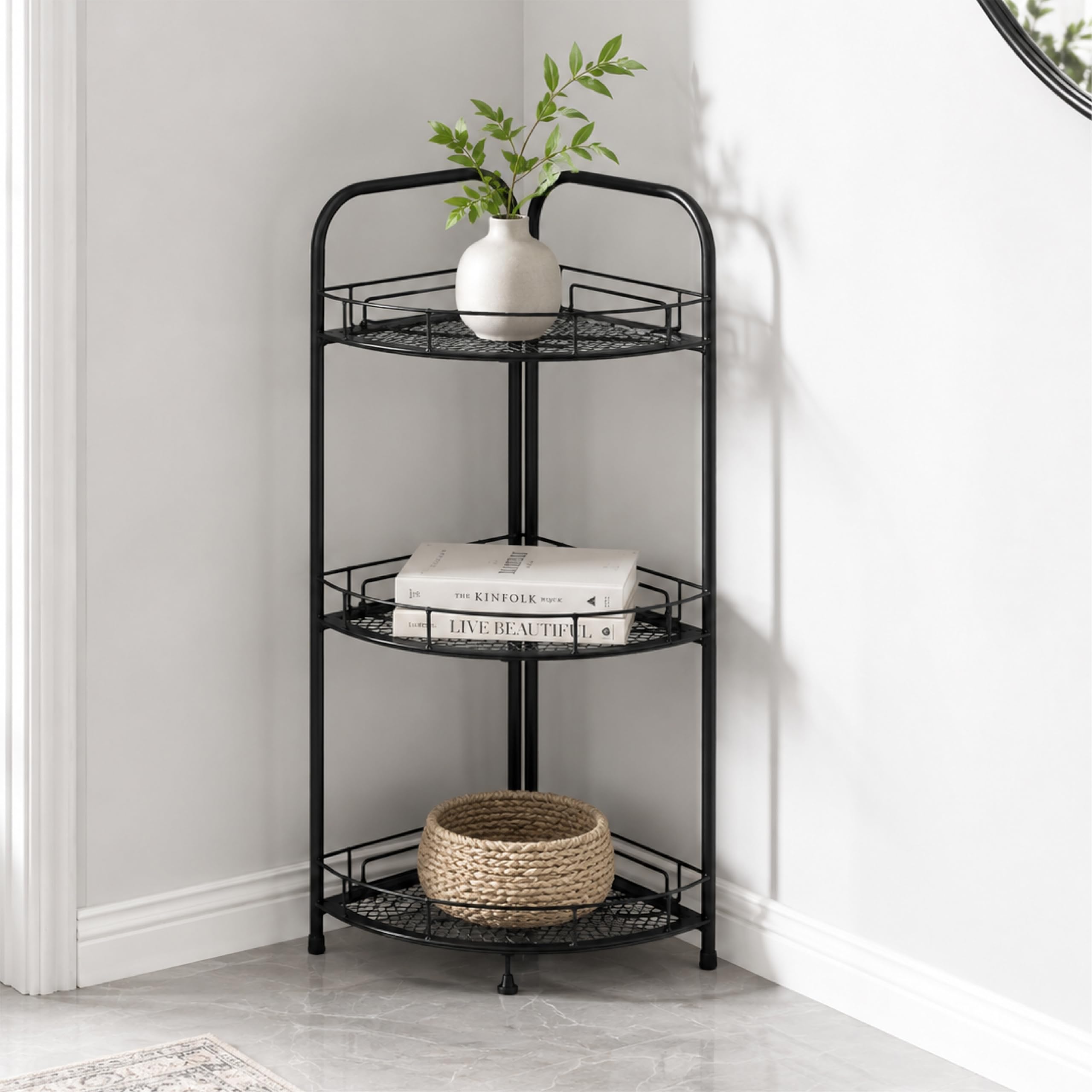 Lifelong 3-Tier Corner Shelf Rack for Kitchen, Bathroom & Living Room | Multipurpose Storage Organizer Stand for Jars,Bottles & Plants|Durable Metal Frame,Space-Saving Corner Design, Anti-Rust Finish-image-29