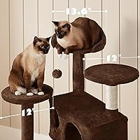Vista 5 de Yaheetech Torre de árbol para gatos de 54 pulgadas, mueble con poste rascador para gatitos, casa de mascotas para jugar