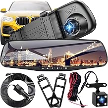 Retoo Full HD Rear View Mirror Dash Cam with Night Vision Rear View Camera Loop Recording 4.3 Inch Display, 170° 120° Rear View Dual Car 1080P