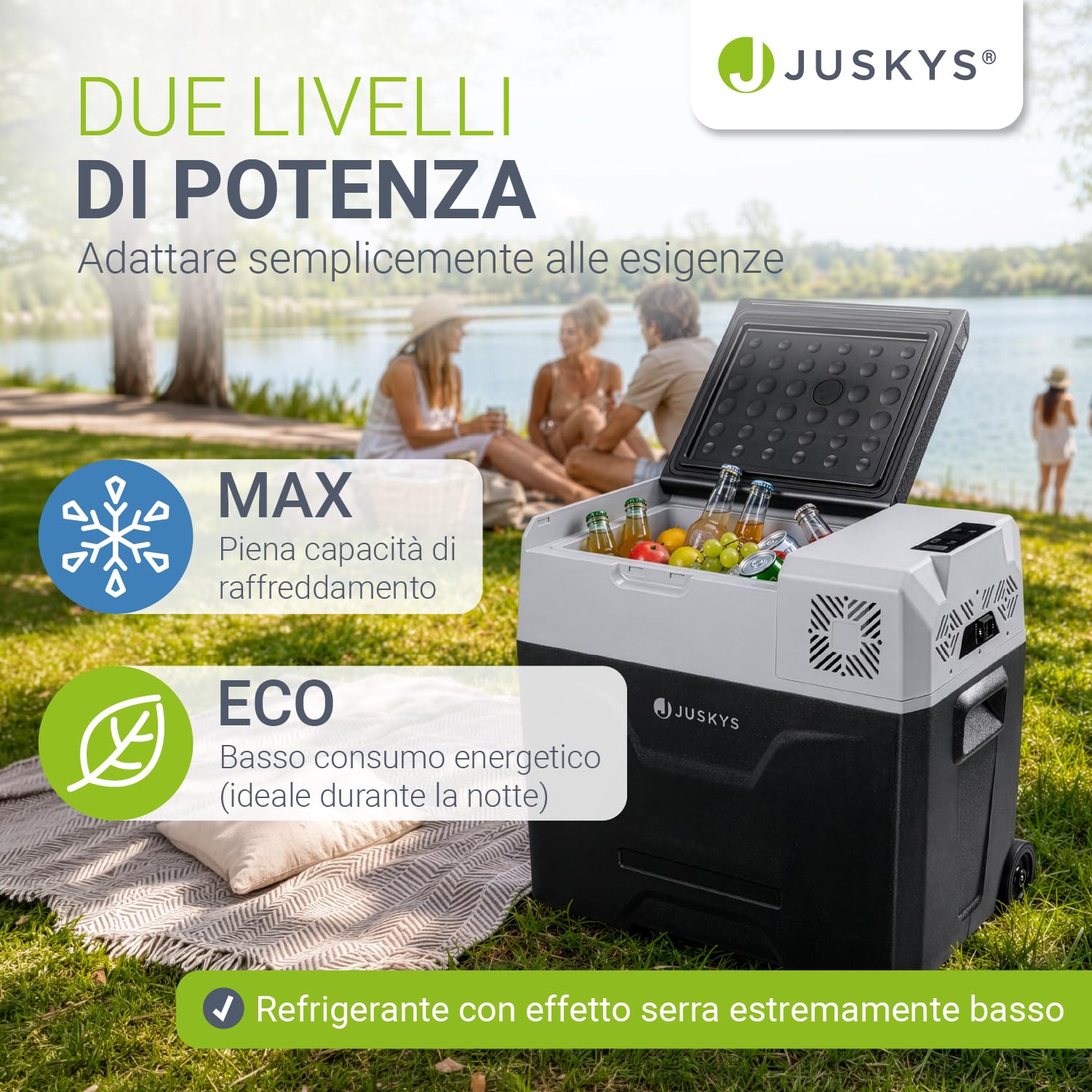Juskys Frigo compressore Yukon 12/24/230V – Portatile caldo freddo per auto, camper, camion, campeggio – Mini refrigeratore elettrico - grigio