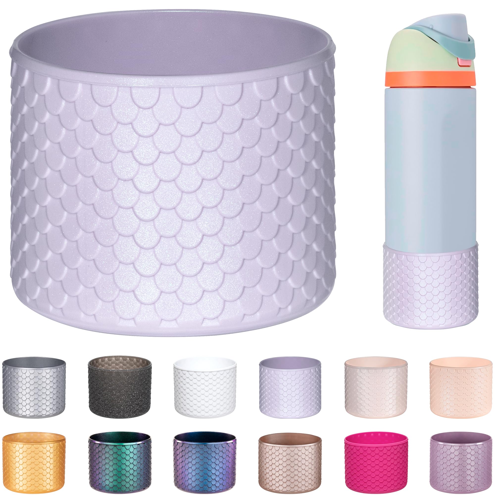 Soledea Silicone Water Bottle Boot for Owala 24oz, Bling Anti-Slip Protective Sleeve for Owala Water Bottle Protects FreeSip or Flip Stainless Steel