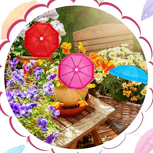 Miniatura 6 de Eccliy Mini Umbrella 11.8 Inch Colorful Tiny Plant Umbrella Adjustable Beach Sunny Rainy 16 Scale Doll Toys Cute Parasol for Photography Prop