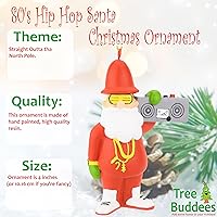 Vista 2 de Tree Buddees Adornos de Navidad retro de los 80 Hip Hop de Santa