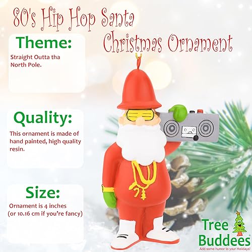 Miniatura 2 de Tree Buddees Adornos de Navidad retro de los 80 Hip Hop de Santa
