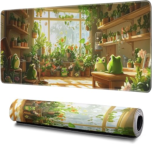 Cute Frogs Green Mouse Pad Abstract Green Mouse Pad 31.5x11.8 Inch Frog Texture 