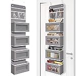 Giraffe Creation Over Door Organizer with 4 Large Capacity Pockets, Hanging Organizer Storage for Closet Bathroom Nursery Bedroom Dorm, Toys Cosmetics Sundries and Baby Essentials, Gray
