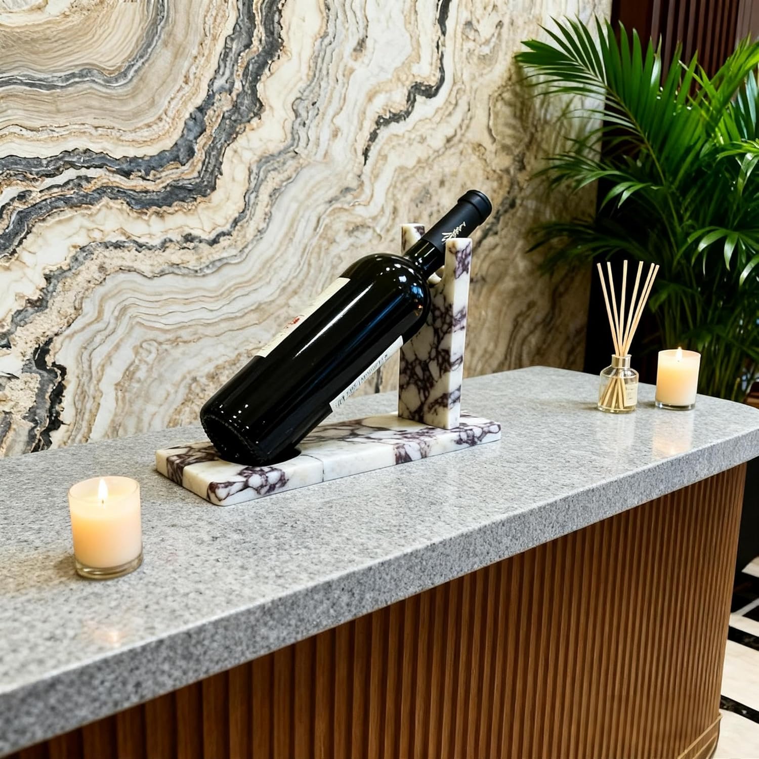 Creative Modern Marble Wine Holder Stand, Single Bottle Wine Rack Storage, Elegant Home Decor, Stylish Tabletop Display for Wine Enthusiast