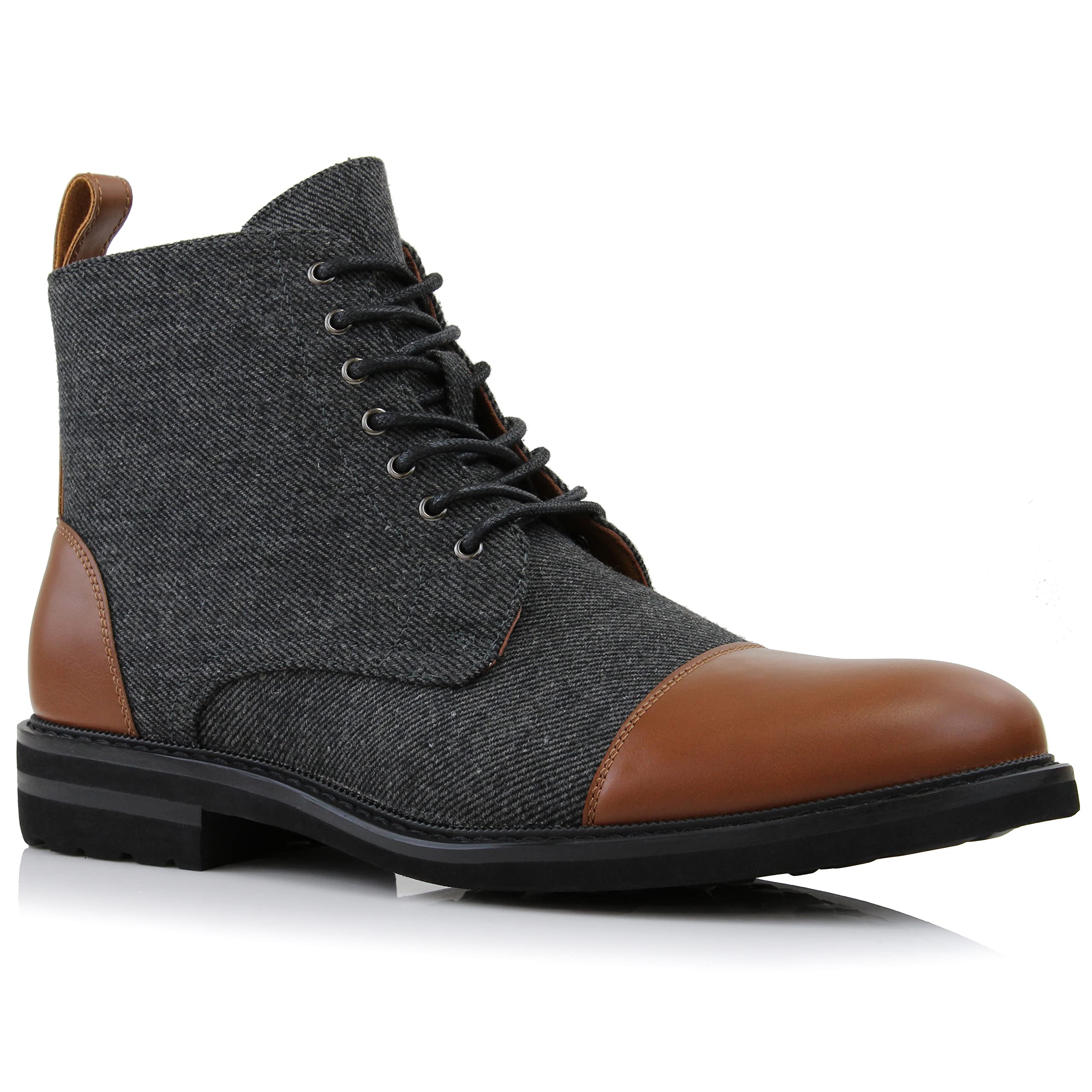 Polar Fox Men's Ankle Dress Boots | Lace-up Casual Fashion Boot Collection | Cap Toe & Plain Toe Styles