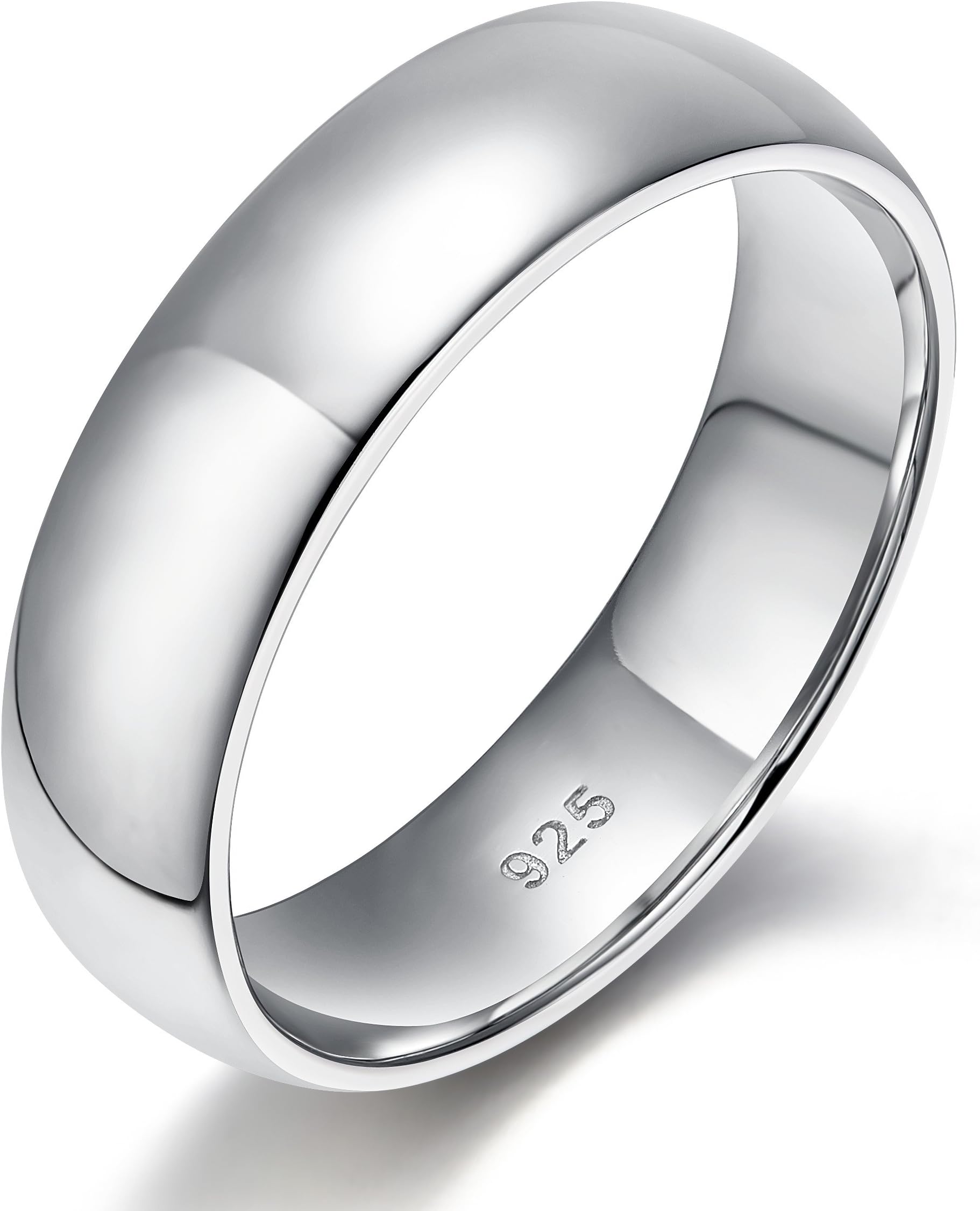 2mm 4mm 6mm 925 Sterling Silver Ring High Polish Plain Dome Wedding Band Comfort Fit Size 3-13