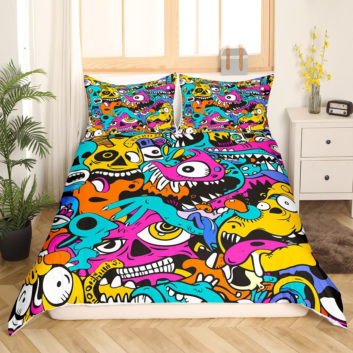 Set Di Biancheria Da Letto Hip Hop Per Ragazzi Con Motivo Graffiti Per Bambini Giovani E Hip Hop Street Culture Copripiumino Grunge Art Decorazione