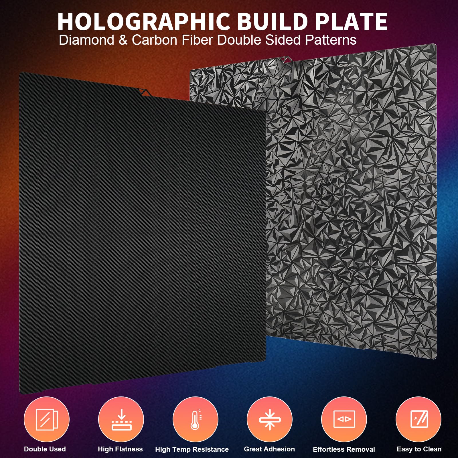 Kobra 3 Max Plaque de pression 430x430mm, Smooth Diamond PEO+Carbon Fiber PET Spring Steel Plaque de construction flexible pour Anycubic Kobra 3 Max, Kobra 3 Max Combo Imprimantes 3D